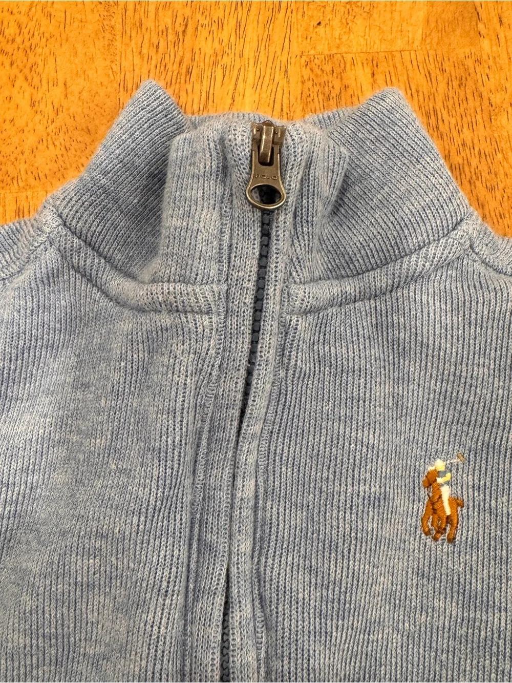 Ralph Lauren Blue Knit Half-Zip Sweater Baby 9M Cotton Blend Preppy